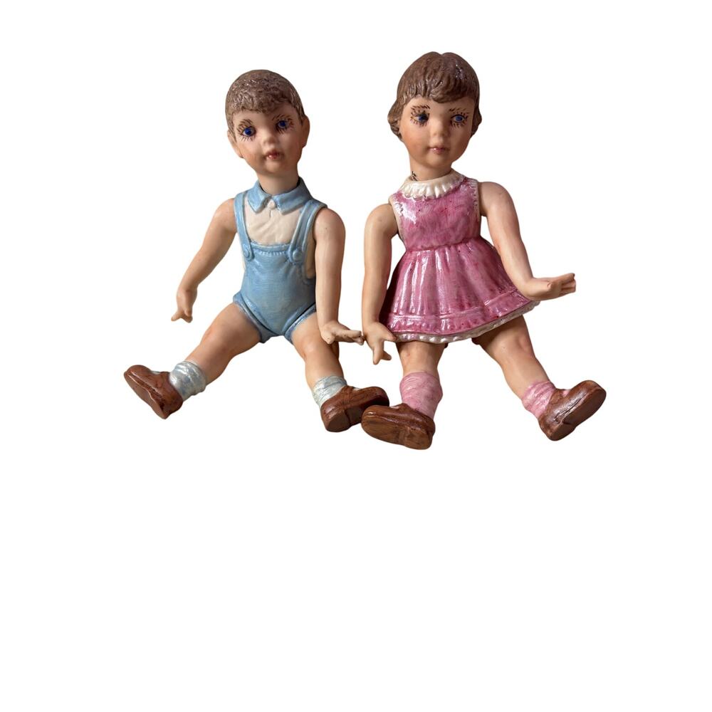 Vintage DG Bisque Boy & Girl Dolls – Articulated Pair, Marked “Paul / DG” – 6–7”